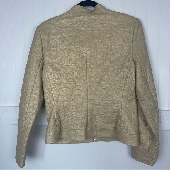 ST JOHN COLLECTION Embroidered Lamb Leather Zip Jacket - Picture 4 of 7